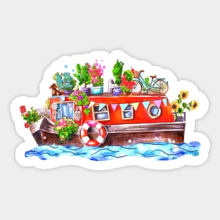 Cool narrow boat Sticker